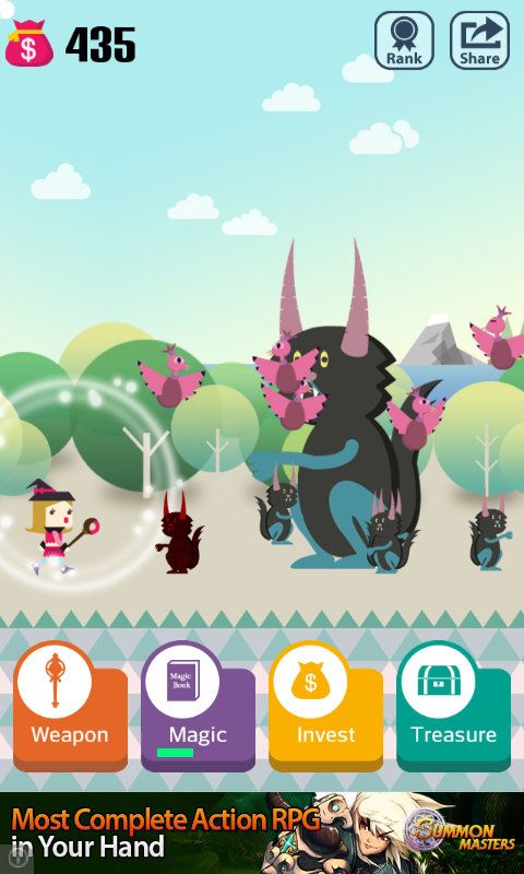 Pocket Wizard: Magic Fantasy! (Android) screenshot: A new hot pink outfit and a cats and birds agreeing to attack you together.