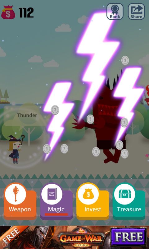 Pocket Wizard: Magic Fantasy! (Android) screenshot: Thunder [Lightning] powers!