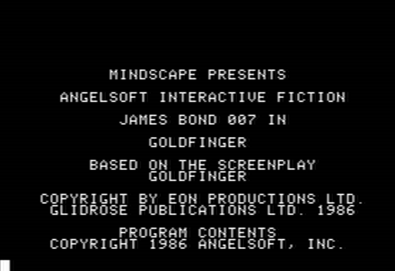 James Bond 007: Goldfinger (Apple II) screenshot: Title Screen