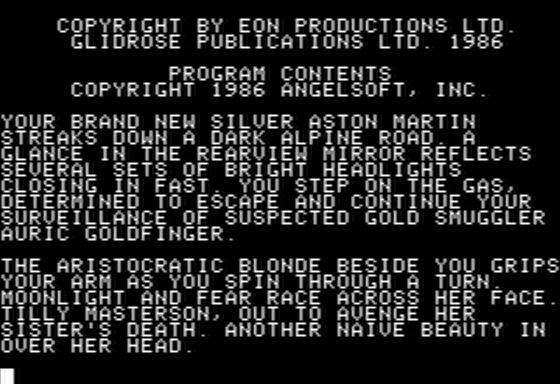James Bond 007: Goldfinger (Apple II) screenshot: Introduction