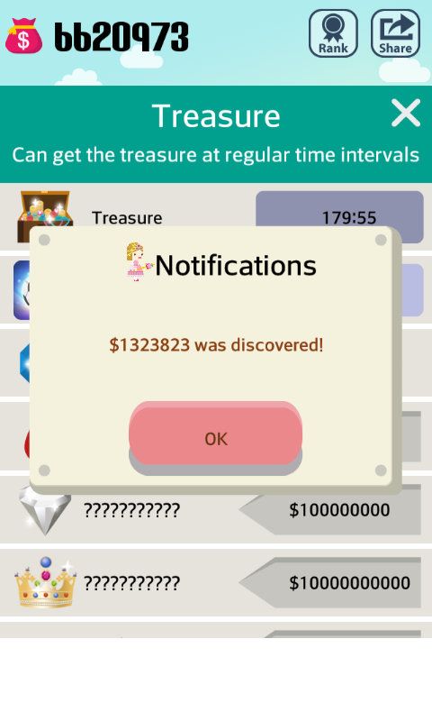 Pocket Wizard: Magic Fantasy! (Android) screenshot: Opening a treasure chest is, unsurprisingly, very lucrative.