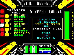 Starstrike II (ZX Spectrum) screenshot: Replayed. This time going to Gamma