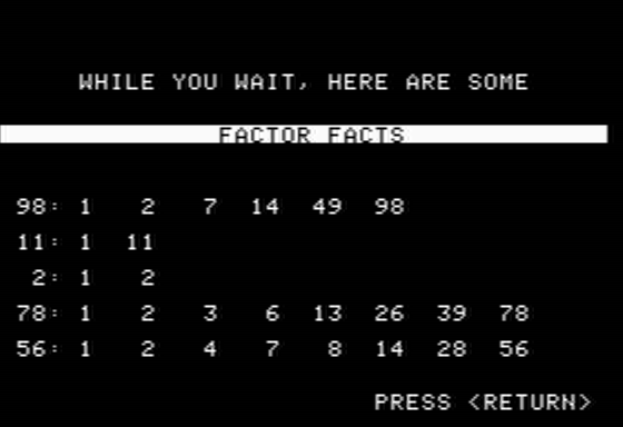 Factor Blast (Apple II) screenshot: Have Some Factors