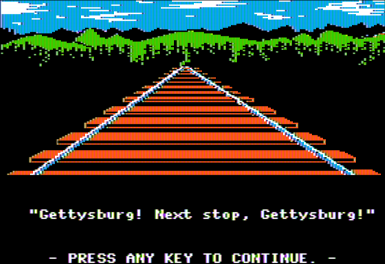 The Cave of Time (Apple II) screenshot: On a Train to Gettysburg