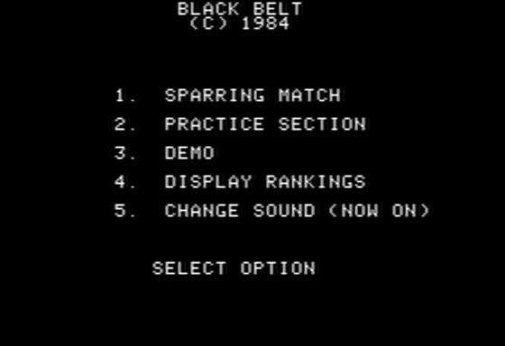 Black Belt (Apple II) screenshot: Main Menu