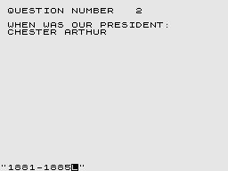 Presidents (ZX81) screenshot: Hope this is the correct years.