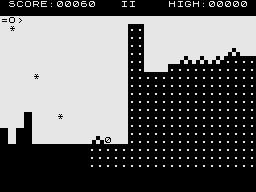 Planet Raider (ZX81) screenshot: Planet Raider: Approaching the City.