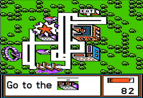 Stickybear: Town Builder (Apple II) screenshot: Driving in Town