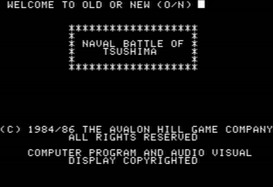 Tsushima (Apple II) screenshot: Main Menu