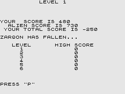 Protector (ZX81) screenshot: Zargon has fallen.
