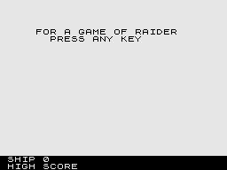 Raider (ZX81) screenshot: Title Screen.