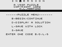 The Puzzler (ZX81) screenshot: Title Screen.
