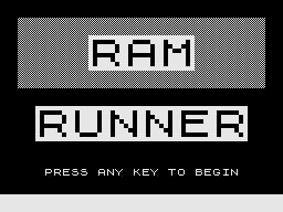 Ram Runner (ZX81) screenshot: Title Screen.