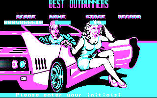 Turbo Out Run (DOS) screenshot: High Scores (CGA)