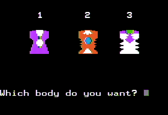 Early Addition (Apple II) screenshot: Choosing a Body Part