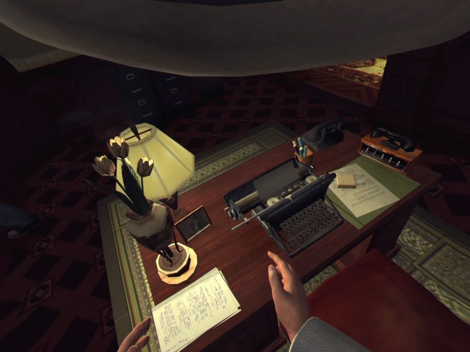 L.A. Noire: The VR Case Files (PlayStation 4) screenshot: Searching the desk for clues