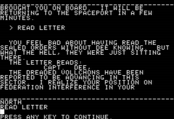 Essex (Apple II) screenshot: Reading Sealed Papers