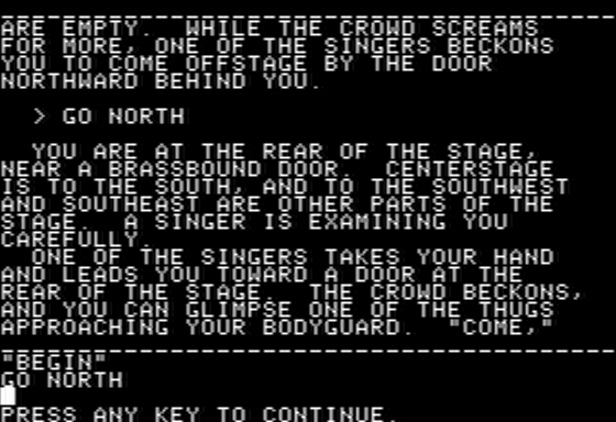 Mindwheel (Apple II) screenshot: Fleeing the Stage