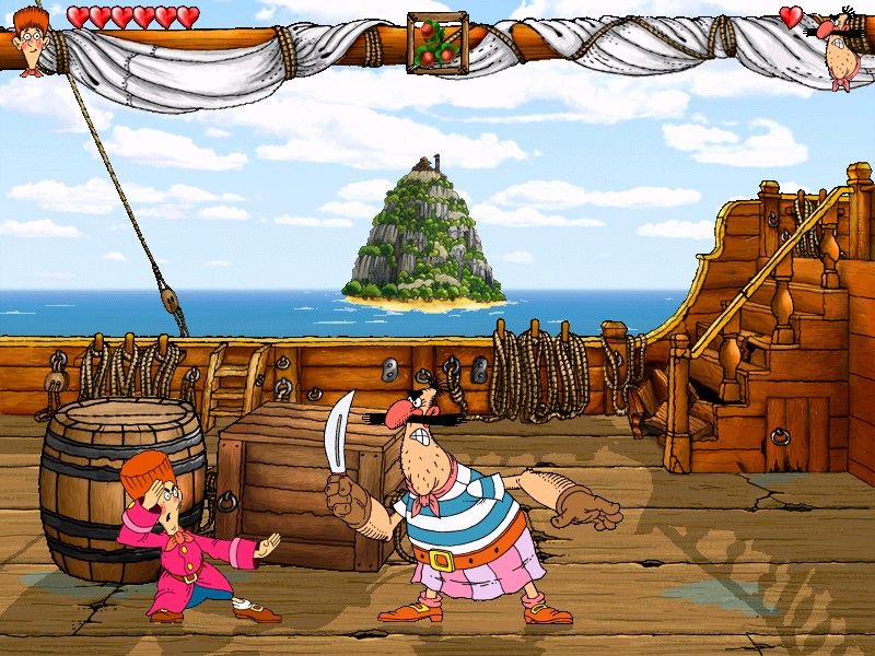 Ostrov Sokrovishch (Windows) screenshot: Fighting a pirate