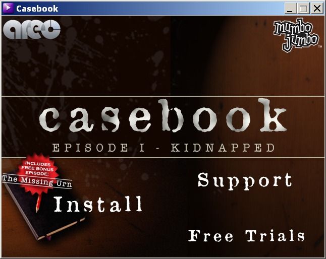 Casebook: Episode 1 - Kidnapped (Windows) screenshot: Startup screen