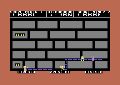 California Goldrush (Commodore 64) screenshot: Laid down some dynamite