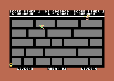 California Goldrush (Commodore 64) screenshot: The game has started