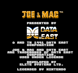 Joe & Mac: Caveman Ninja (NES) screenshot: Pre-Title Graphic