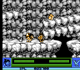 Joe & Mac: Caveman Ninja (NES) screenshot: These grumpy cavemen sometimes have weapons.