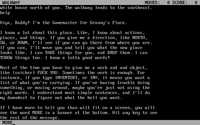 Granny's Place (DOS) screenshot: More help