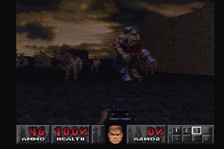 Doom (PlayStation) screenshot: ...aaaaand that's a Cyberdemon.