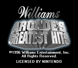 Williams Arcade Classics (SNES) screenshot: Title screen.