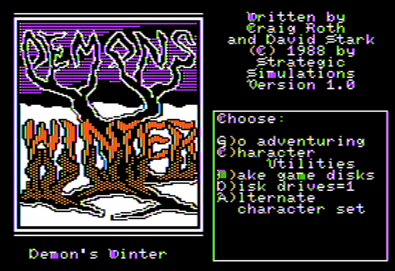 Demon's Winter (Apple II) screenshot: Title Screen