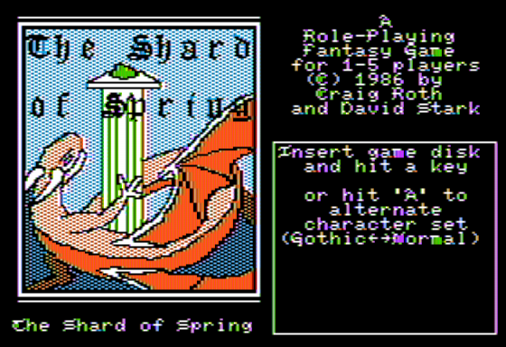 Shard of Spring (Apple II) screenshot: Title Screen