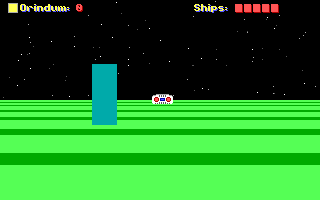 Dodgem (DOS) screenshot: This is the game. Don't hit the blue blocks.