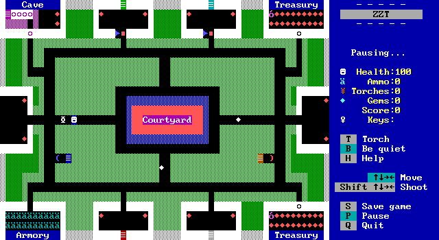Best of ZZT (DOS) screenshot: This is the first screen of 'Royal Treasures'