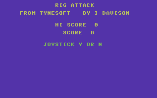 Rig Attack (Commodore 16, Plus/4) screenshot: Title Screen