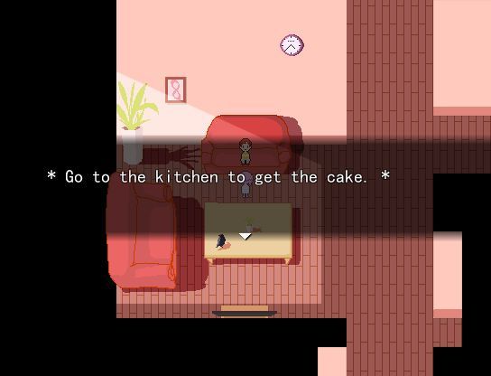 At Home Alone (Windows) screenshot: We have a playmate. We bribed him to come in by offering cake. A pretty girl and food, yeah boys will always go for that