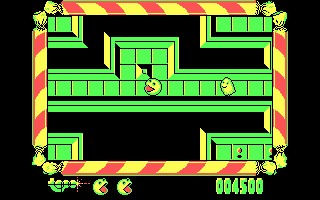 Mad Mix Game (DOS) screenshot: Long corridor
