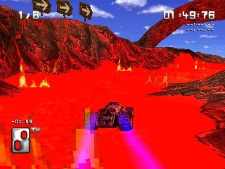 S.C.A.R.S. (PlayStation) screenshot: Island track - lava