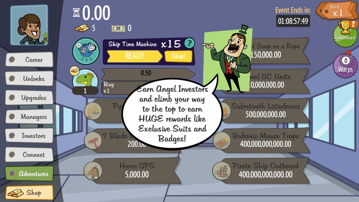 Screenshot of AdVenture Capitalist (Windows, 2014) - MobyGames