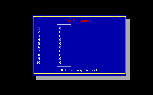Adam the New Age Warrior in "Time After Time" (DOS) screenshot: Because it's made with Gamemaker the high score table is pretty generic