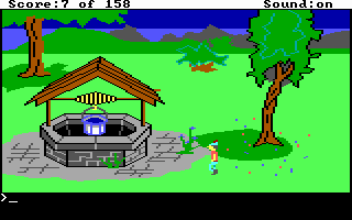 King's Quest (DOS) screenshot: Graham finds a well.