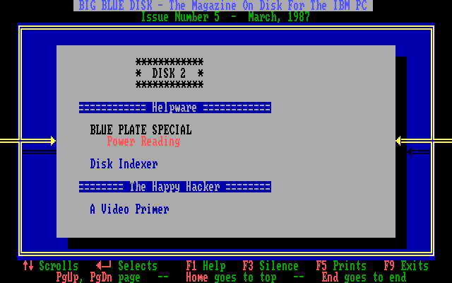 Big Blue Disk #5 (DOS) screenshot: Main menu 3
