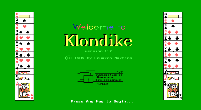 Klondike (DOS) screenshot: The game's title screen