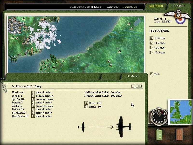 Battle of Britain (Windows) screenshot: You have the option of changing your Air Force's strategic doctrine or priorities at any point during the game