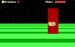 Dodgem (DOS) screenshot: Red blocks are something that should be avoided too.