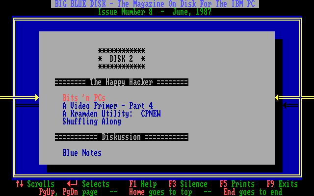 Big Blue Disk #8 (DOS) screenshot: Main menu 3