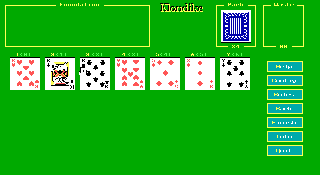 Klondike (DOS) screenshot: The game area