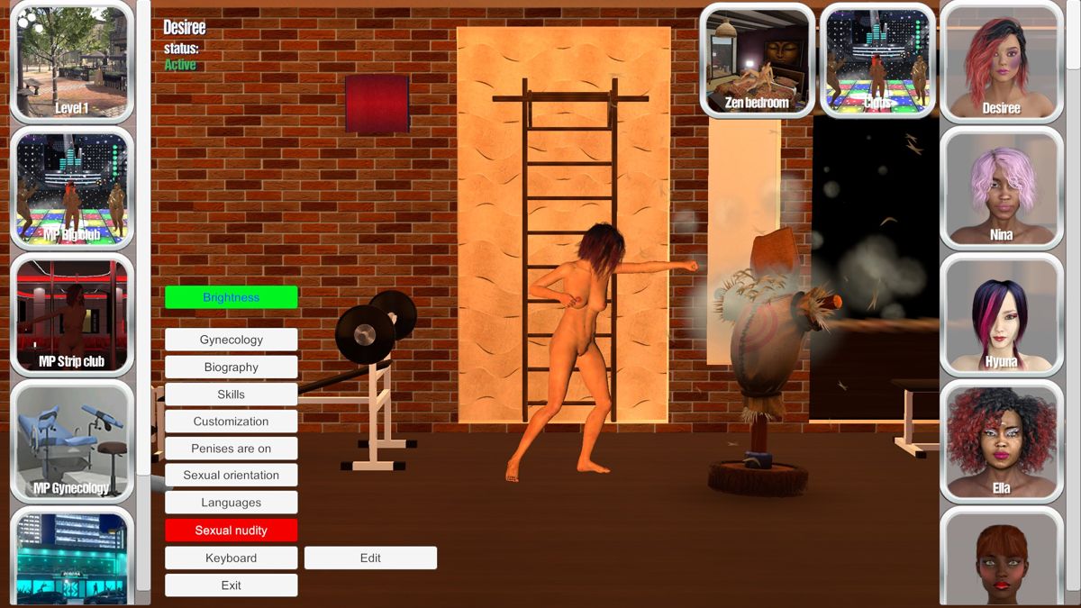 Boobs 'Em Up (Windows) screenshot: The player is practicing their moves on the dummy
