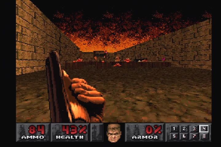 Doom (PlayStation) screenshot: Exclusive level "Threshold of Pain." This one really is exclusive.